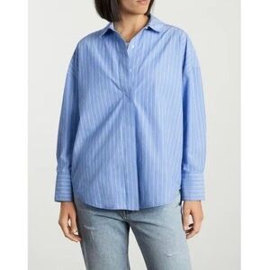 Everlane Blue & White Striped Relaxed Fit Button-Down Shirt XS